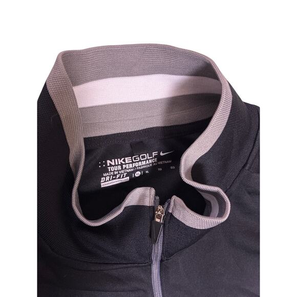 Nike Golf Dri-FIT Performance Quarter Zip Black Grey Mens XL Athletic Pullover - Picture 2 of 4
